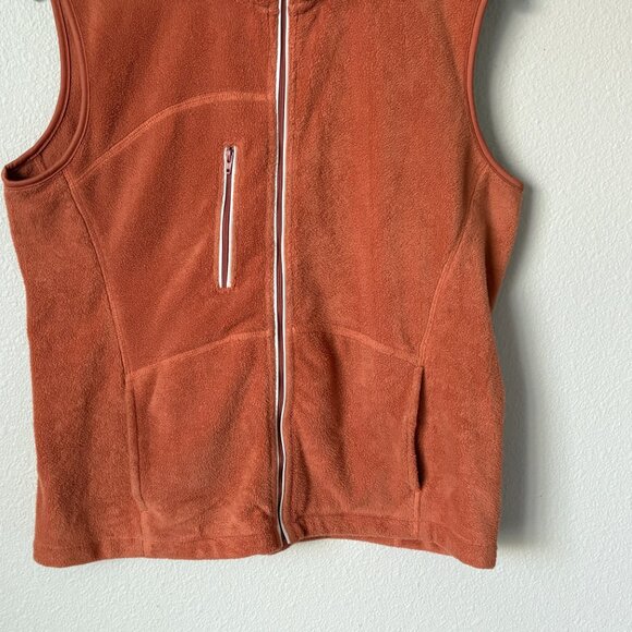 Horny Toad Womens Fleece Full Zip Vest Size M Orange Mock Neck Pockets Outdoors - Picture 6 of 12